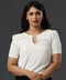 Shoulder Pleat Detailed White Chiffon Top